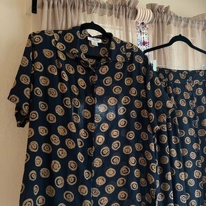 Vintage 100% Italian silk skirt/blouse set